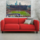 Canvas-Print of FirstEnergy Stadium, Watercolor Digital Sketch Print Canvas Print,  Football, Cleveland Browns, Cleveland Ohio, Pro