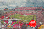 Canvas-Print of Raymond James Stadium, Watercolor Digital Sketch Print Canvas Print, Tampa Florida, Tampa Bay Buccaneers