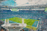 Canvas-Print of Hard Rock Stadium, Watercolor Digital Sketch Print Canvas Print,  Football, Miami Dolphins, Miami Florida