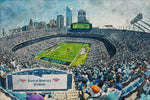 Canvas-Print of Bank of America Stadium, Watercolor Digital Sketch Print Canvas Print, Football, Carolina Panthers, Charlotte North Carolina, Pro