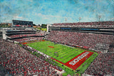 Arkansas Razorbacks, Donald W. Reynolds Razorback Stadium , Watercolor Digital Sketch Print Canvas Print, University of Arkansas Football