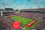 Arkansas Razorbacks, Donald W. Reynolds Razorback Stadium , Watercolor Digital Sketch Print Canvas Print, University of Arkansas Football