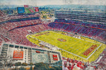 Canvas-Print of Levi's Stadium , Watercolor Digital Sketch Print Canvas Print,  Football, San Francisco 49ers , San Francisco California