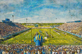 Canvas-Print of Delaware Blue Hens, Delaware Stadium , Watercolor Digital Sketch Print Canvas Print, University of Deleware, Newark Delaware