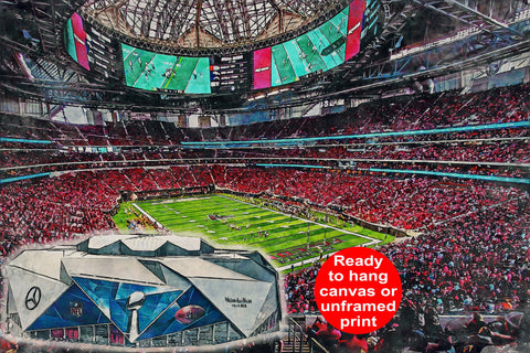 Canvas-Print of Mercedes-Benz Stadium, Watercolor Digital Sketch Print Canvas Print, Atlanta Falcons, Atlanta Georgia, Pro