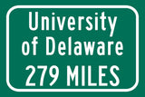 University of Delaware/ Custom College Highway Distance Sign / Delaware State Hens / Dover Delaware