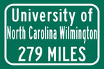 UNC Wilmington / Custom College Highway Distance Sign /  UNC Wilmington /  UNC Seahawks / Wilmington North Carolina