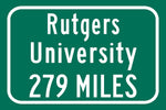 Rutgers University Custom College Highway Distance sign /Rutgers University Scarlet Knights highway sign