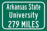 Arkansas State University / Custom College Highway Distance Sign / Arkansas State Red Wolves / Jonesboro Arkansas