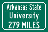 Arkansas State University / Custom College Highway Distance Sign / Arkansas State Red Wolves / Jonesboro Arkansas