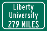 Liberty University / Custom College Highway Distance Sign /Liberty University /Liberty University Flames/ Lynchburg Virginia