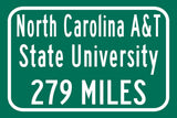 North Carolina A&T / Custom College Highway Distance Sign / North Carolina Aggies / Greensboro North Carolina /