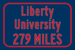 Liberty University / Custom College Highway Distance Sign /Liberty University /Liberty University Flames/ Lynchburg Virginia