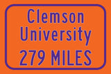 Clemson Custom College Highway Distance Sign /Clemson Tigers sign/ Clemson Distance sign/ Clemson Wall art/ Clemson Tigers wall art