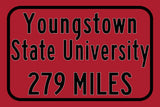 Youngstown State University / Custom College Highway Distance Sign /Youngstown State Penguins / Youngstown Ohio /
