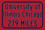 UIC / Custom College Highway Distance Sign / UIC Flames / Chicago Illinois /