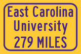 East Carolina University / Custom College Highway Distance Sign / East Carolina University / East Carolina Pirates/Greenville North Carolina