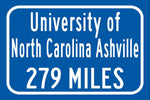 UNC Asheville / Custom College Highway Distance Sign /  UNC Asheville /  unc Asheville bulldogs / ashville NC