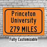 Princeton University  / Custom College Highway Distance Sign / Princeton Tigers / Princenton New Jersey /