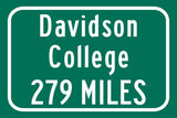 Davidson College / Custom College Highway Distance Sign / Davidson College / Davidson Wildcats / Davidson North Carolina