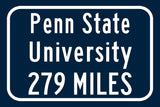 Penn State Nittany Lions Custom College Highway Distance sign /Penn State Nittany Lions State College Pennsylvania, Happy Valley