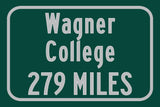 Wagner College / Custom College Highway Distance Sign / Wagner Seahawks / New york New york /