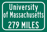 UMass / Custom College Highway Distance Sign /UMass / UMass Minutemen /