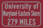 UOM Eastern Shore / Custom College Highway Distance Sign / Eastern Shore Hawks / Princesss Anne Maryland /