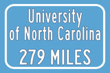 University of North Carolina Custom College Highway Distance Sign / North Carolina Tar Heels / Chapel Hill / UNC Chapel Hill/ North Carolina