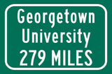 Georgetown University / Custom College Highway Distance Sign /Georgetown University /Georgetown Hoyas / Washington D.C.
