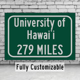 University of Hawaiʻi at Mānoa  / Custom College Highway Distance Sign/University of Hawaiʻi/ University of Hawaiʻi / Hawai'i Warriors