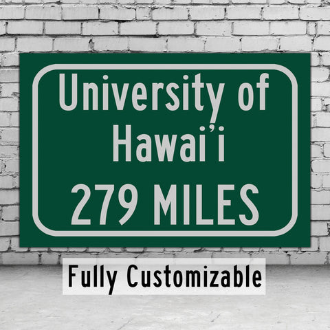 University of Hawaiʻi at Mānoa  / Custom College Highway Distance Sign/University of Hawaiʻi/ University of Hawaiʻi / Hawai'i Warriors
