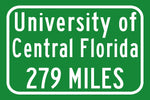 University of Central Florida Custom College Highway Distance Sign /University of Central Florida /UCF Knights / Orlando Florida