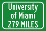 University of Miami Custom College Highway Distance Sign / Miami Hurricanes /Miami Florida wall art / University of Florida