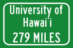 University of Hawaiʻi at Mānoa  / Custom College Highway Distance Sign/University of Hawaiʻi/ University of Hawaiʻi / Hawai'i Warriors