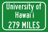 University of Hawaiʻi at Mānoa  / Custom College Highway Distance Sign/University of Hawaiʻi/ University of Hawaiʻi / Hawai'i Warriors