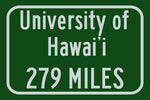 University of Hawaiʻi at Mānoa  / Custom College Highway Distance Sign/University of Hawaiʻi/ University of Hawaiʻi / Hawai'i Warriors