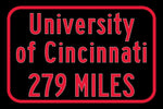 University of Cincinnati Custom College Highway Distance Sign /University of Cincinnati / Cincinnati Bearcats /Cincinnati Ohio
