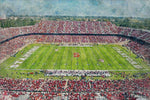 Canvas-Print of Stanford Tree, Stanford Stadium, Watercolor Digital Sketch Print Canvas Print, Stanford California, Stanford University