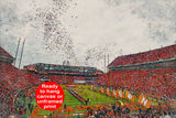 Canvas-Print of Clemson Tigers, Memorial Stadium , Watercolor Digital Sketch Print Canvas Print, Clemson University, Clemson South Carolina