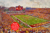 Canvas-Print of Minnesota Golden Gophers,  Hunington Bank Stadium , Watercolor Digital Sketch Print Canvas Print , University of Minnesota