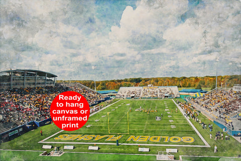 Kent State Golden Flashes ,Kent football Stadium , Watercolor Digital Sketch Print Canvas Print, Kent Ohio, Kent State University