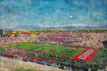 New Mexico Lobos, University Stadium , Watercolor Digital Sketch Print Canvas Print , University of New Mexico, Albuquerque New Mexico