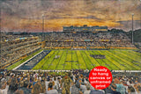 Canvas-Print of ODU Monarchs, S.B. Ballard Stadium , Watercolor Digital Sketch Print Canvas Print,  Norfolk Virginia, ODU