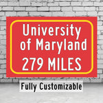 University of Maryland Terrapins Sign/ Custom College Highway Distance sign /University of Maryland Terrapins College Park Maryland