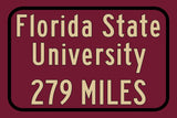 Florida State Custom College Highway Distance Sign / Florida State Seminoles / Tallahassee Florida / Florida State Tallahassee Florida