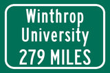 Winthrop University / Custom College Highway Distance Sign/Winthrop University / Winthrop University Eagles/