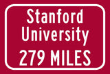 Stanford University / Custom College Highway Distance Sign / Stanford California / Stanford Cardinal /