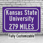 Kansas State University / Custom College Highway Distance Sign / Kansas State University / Kansas State Wildcats