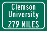 Clemson Custom College Highway Distance Sign /Clemson Tigers sign/ Clemson Distance sign/ Clemson Wall art/ Clemson Tigers wall art